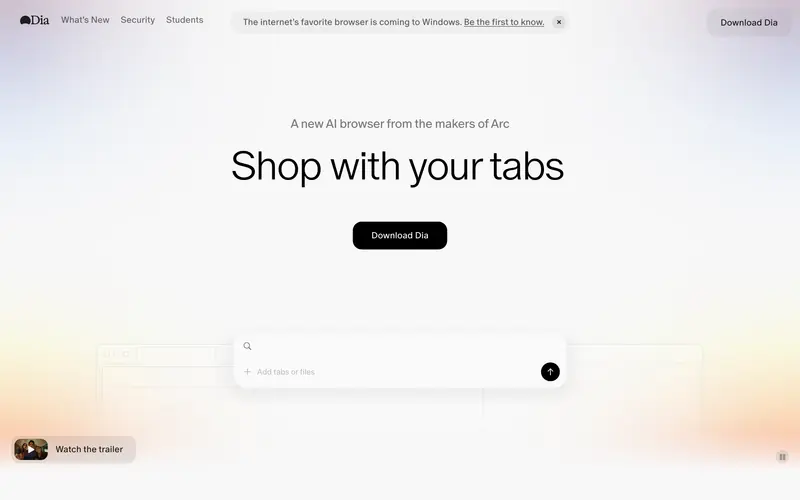 Dia Browser screenshot
