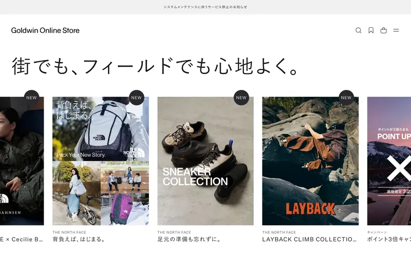 Goldwin Online Store screenshot