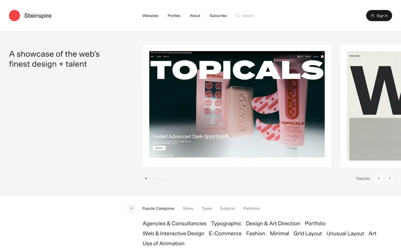 Siteinspire screenshot